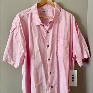 Obey Light Pink Casual Button Down Shirt
